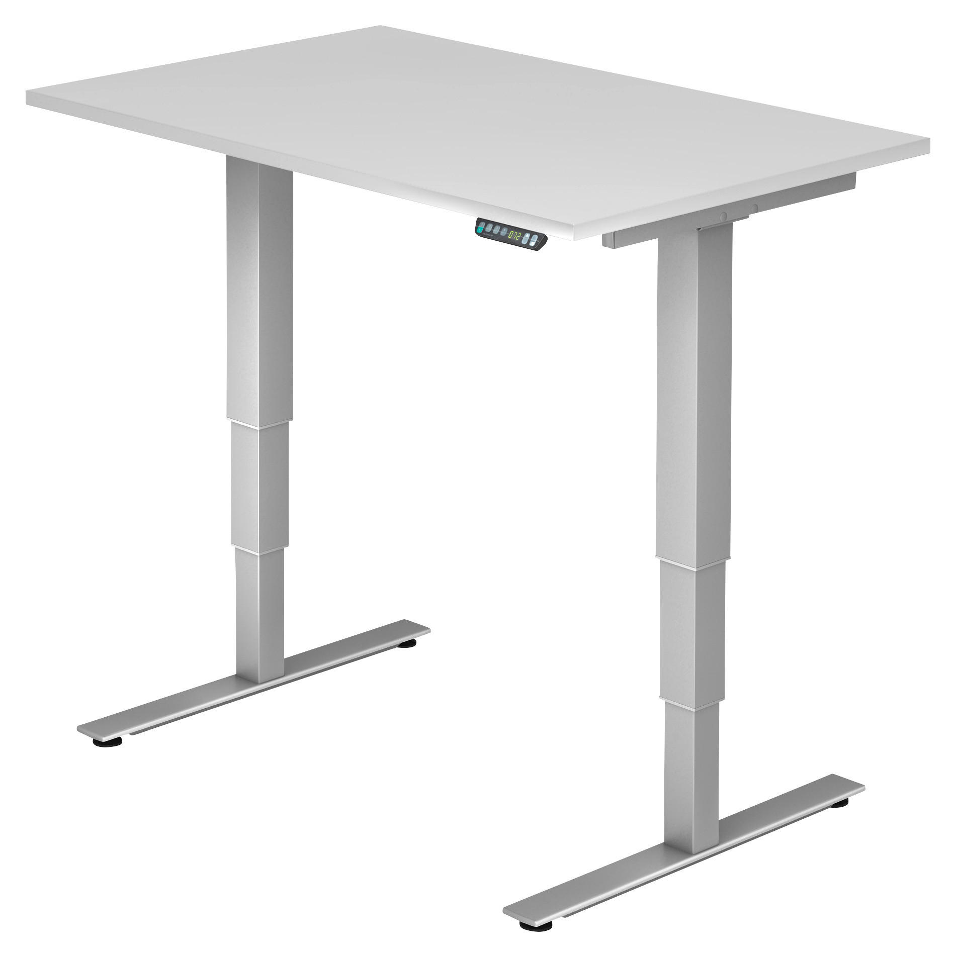 SCHREIBTISCH 120/80/63,5-128,5 cm  in Silberfarben, Weiß  - Silberfarben/Weiß, KONVENTIONELL, Holzwerkstoff/Metall (120/80/63,5-128,5cm) - Venda