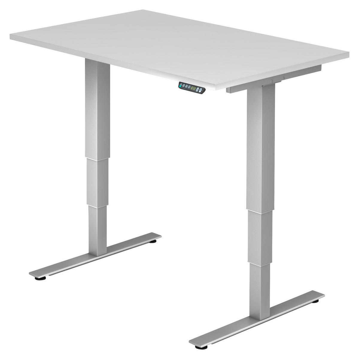 SCHREIBTISCH höhenverstellbar  - Silberfarben/Weiß, KONVENTIONELL, Holzwerkstoff/Metall (120/80/63,5-128,5cm) - Venda