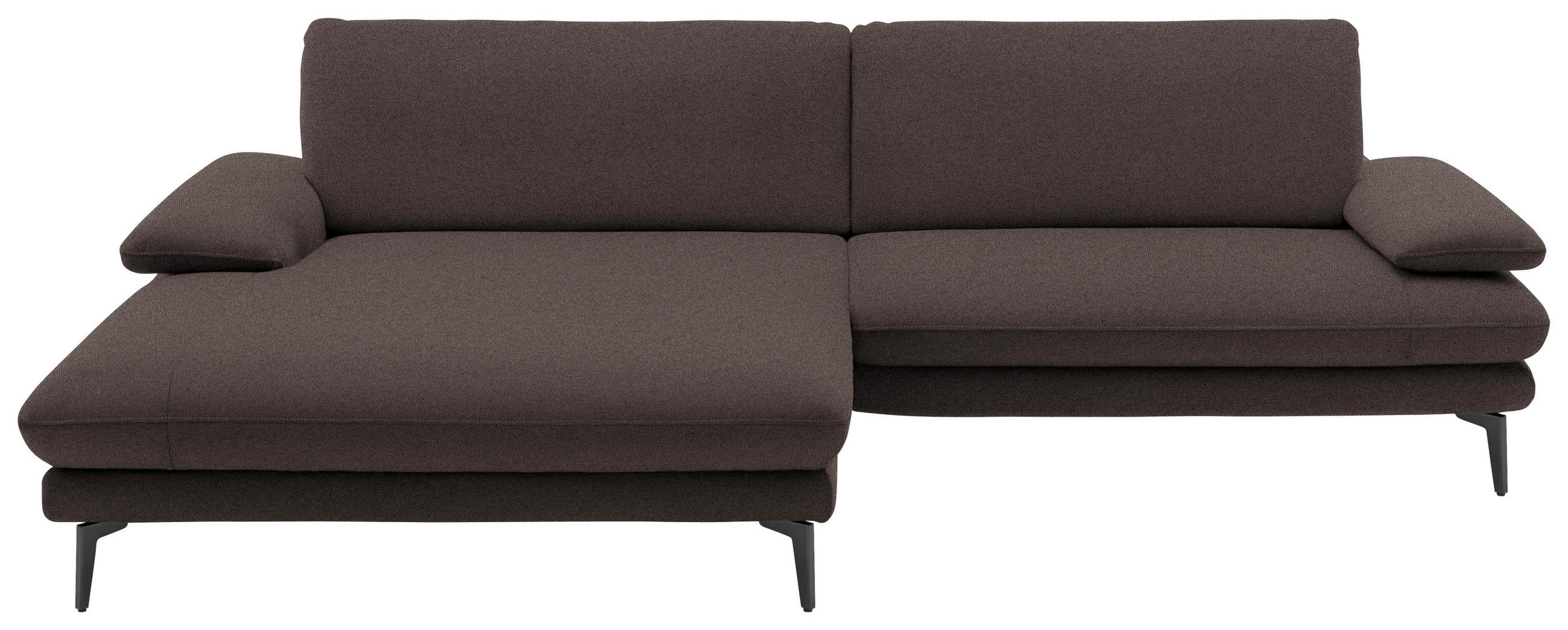 ECKSOFA in Webstoff Dunkelbraun  - Dunkelbraun/Schwarz, Design, Textil/Metall (184/284cm) - Dieter Knoll