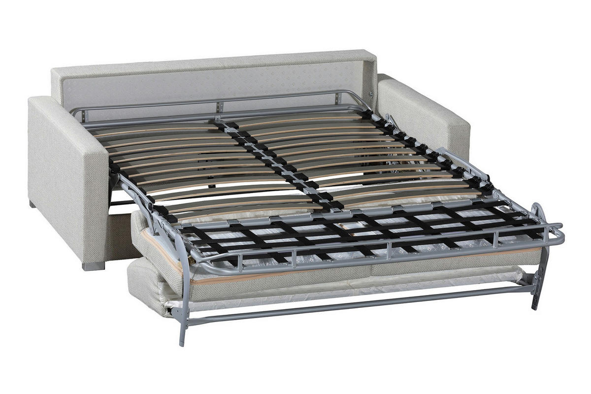 KANAPÉÁGY textil natúr színű  - krómszínű/natúr színű, Konventionell, textil/fém (208/86/97cm) - Novel