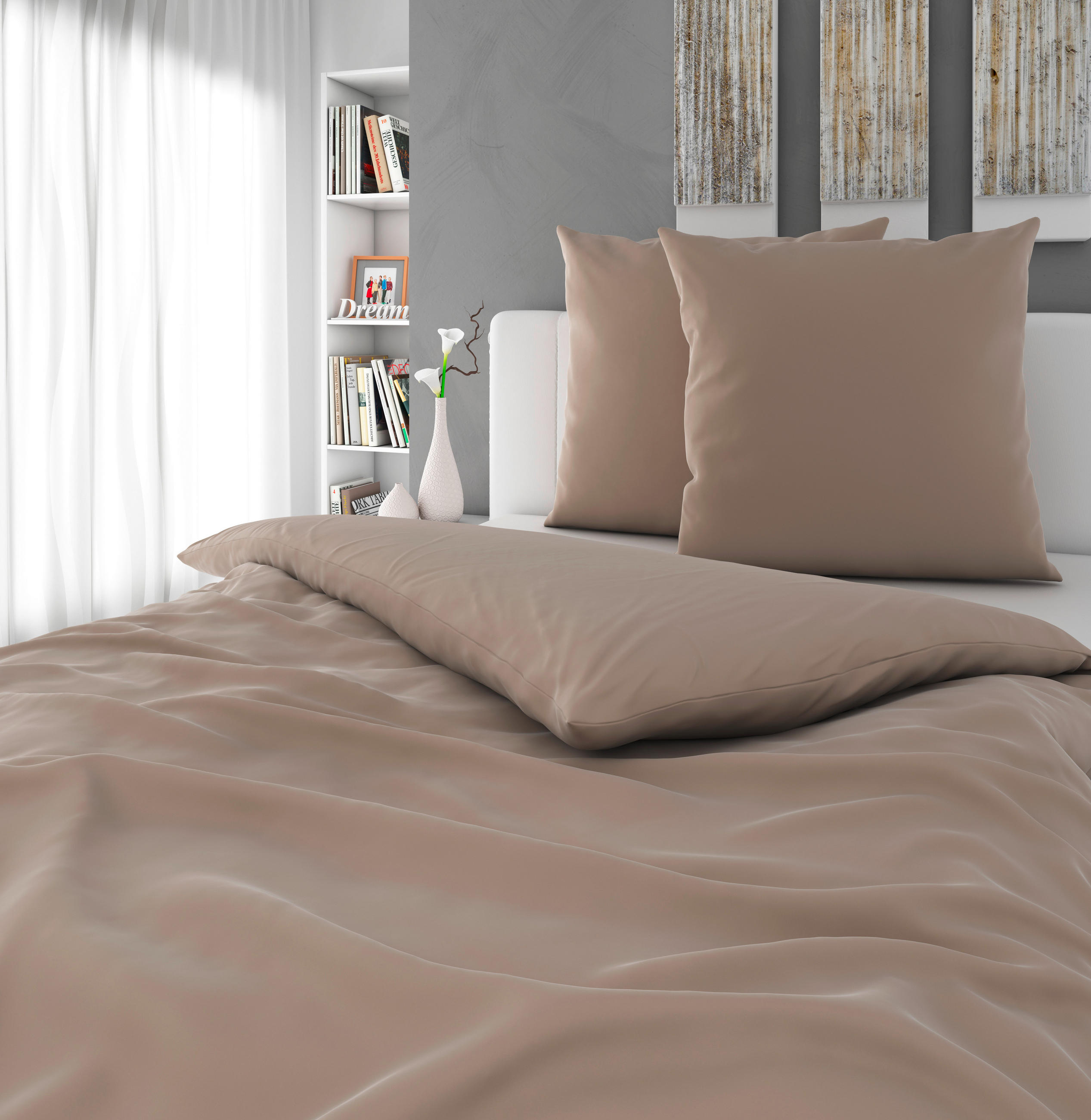 BETTWÄSCHE 220/240 cm Segesta Satin  - Creme, MODERN, Textil (220/240cm) - Novel
