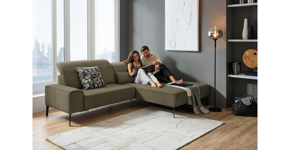 ECKSOFA  in Mikrofaser Khaki  273/203 cm  - Khaki/Schwarz, Design, Textil/Metall (273/203cm) - Johann Jakob
