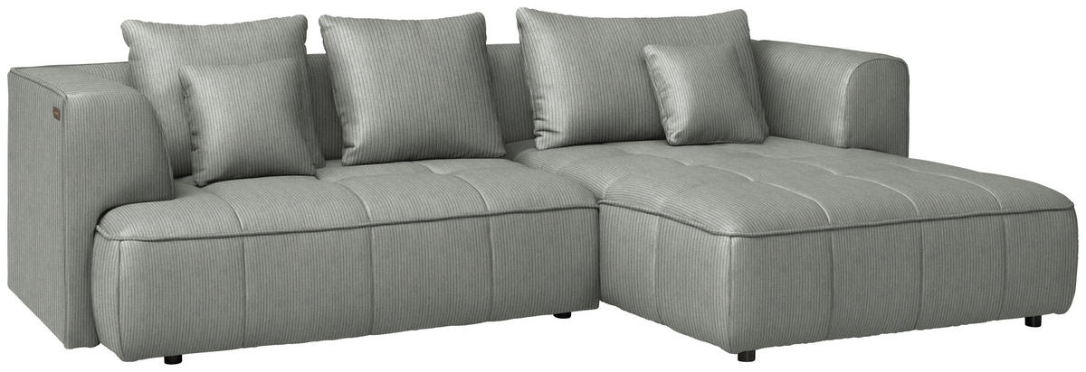 ECKSOFA Feincord Grau  - Schwarz/Grau, Design, Kunststoff/Textil (288/188cm) - Welnova