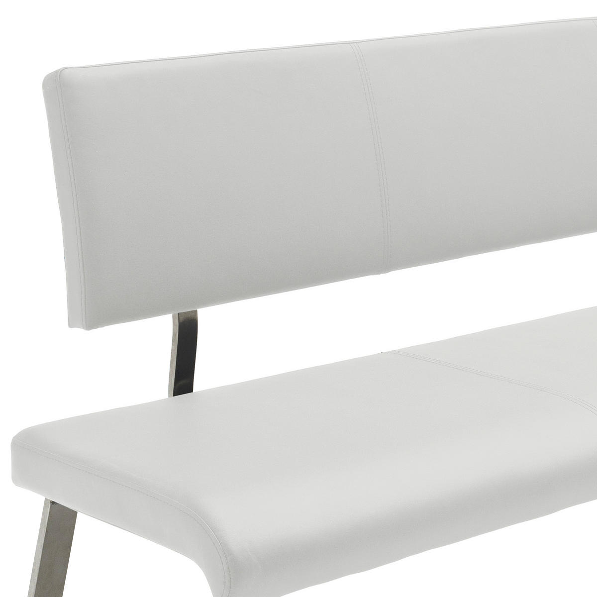 SITZBANK in Metall, Kunststoff Weiss, Edelstahlfarben  - Weiss/Edelstahlfarben, Design, Kunststoff/Metall (175/86/59cm) - Livetastic