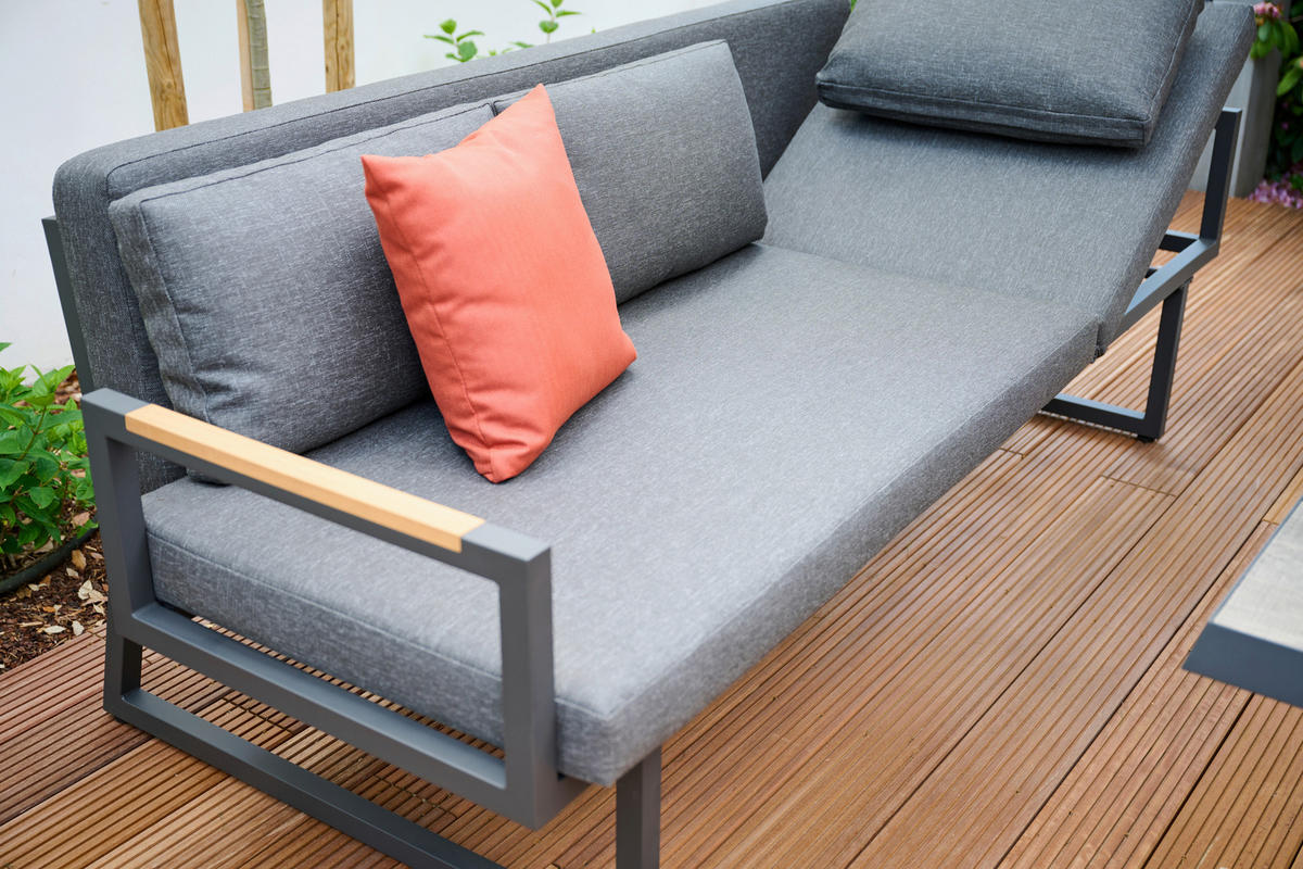 LOUNGESOFA  - Anthrazit, Basics, Holz/Textil (219/81/91cm) - Siena Garden