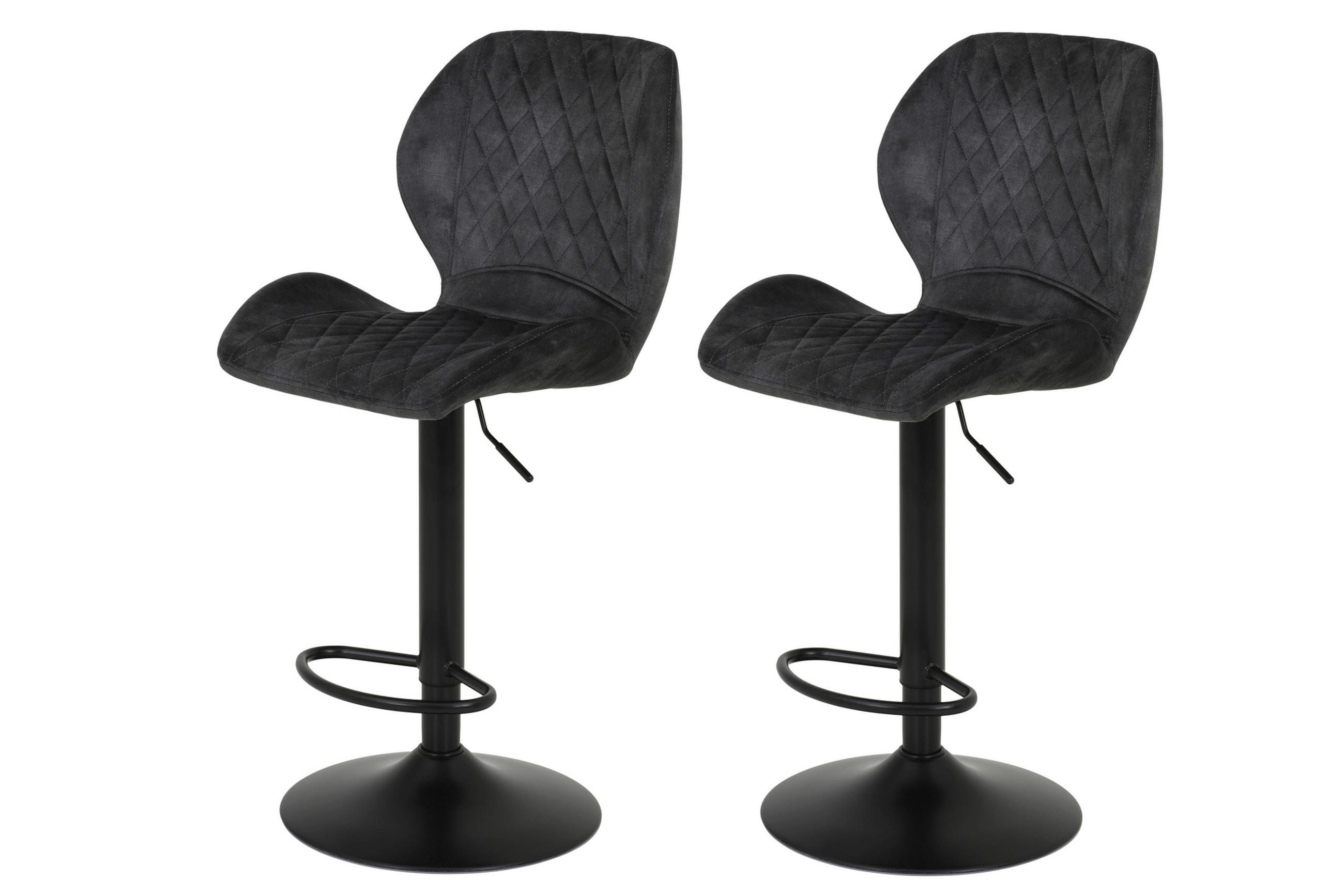 BARHOCKER Samt, Velours Anthrazit Stahl Typenauswahl, Sitzfläche 360° drehbar, abwischbar  - Anthrazit/Schwarz, MODERN, Textil/Metall (42/96-117/51cm) - MID.YOU