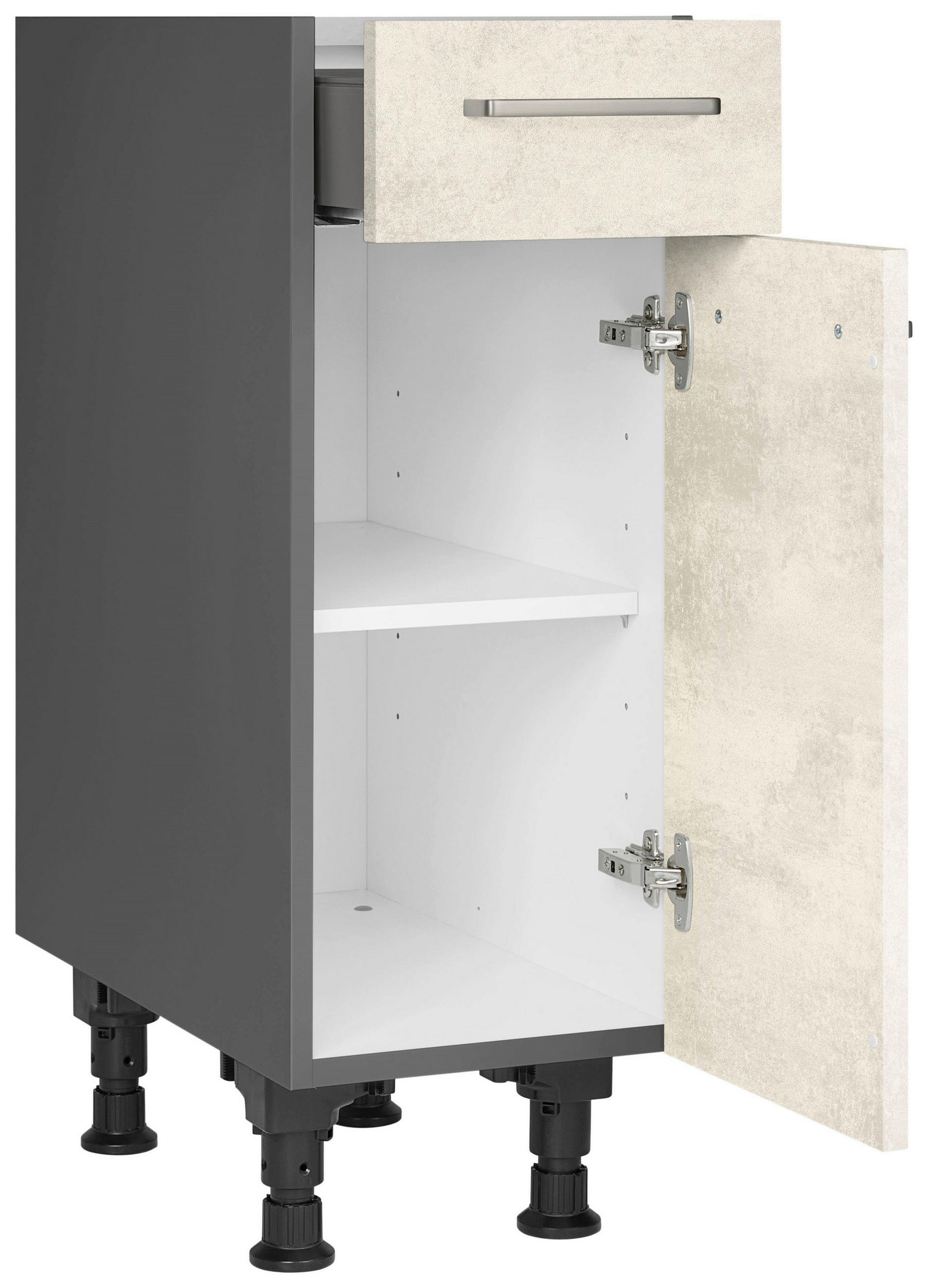 SCHUBKASTENUNTERSCHRANK 30/87/56 cm  in Weiß  - Schieferfarben/Edelstahlfarben, MODERN, Holzwerkstoff/Metall (30/87/56cm) - Nobilia