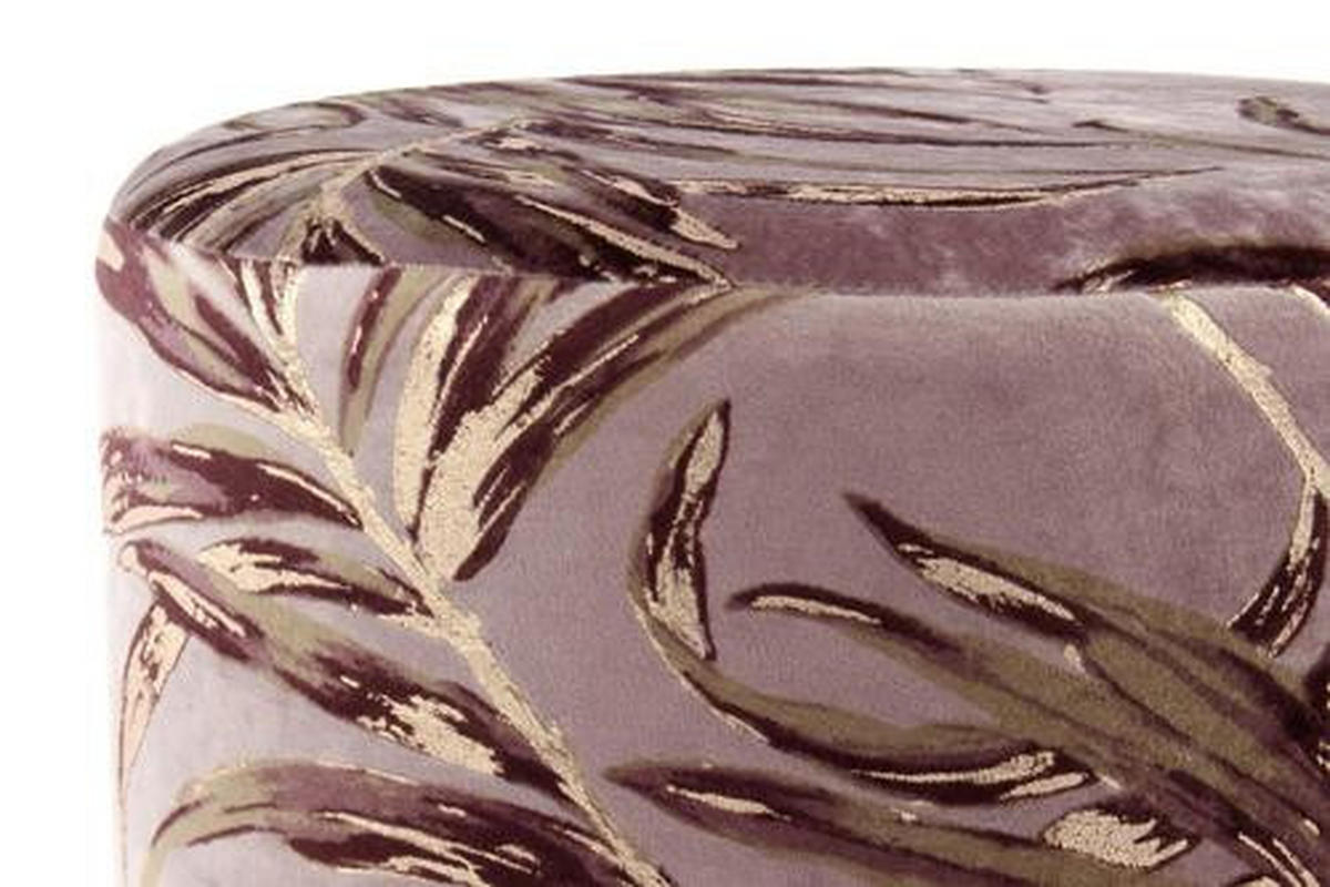 HOCKER in Textil Violett  - Violett/Goldfarben, Design, Textil/Metall (35/46/35cm) - Kayoom