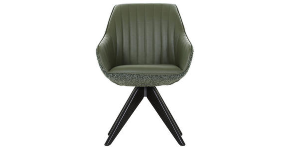 ARMLEHNSTUHL  Sitzfläche 360° drehbar, automatische Rückholfunktion Chenille, Lederlook  - Eichefarben/Anthrazit, KONVENTIONELL, Holz/Textil (60/83/65cm) - Ambia Home