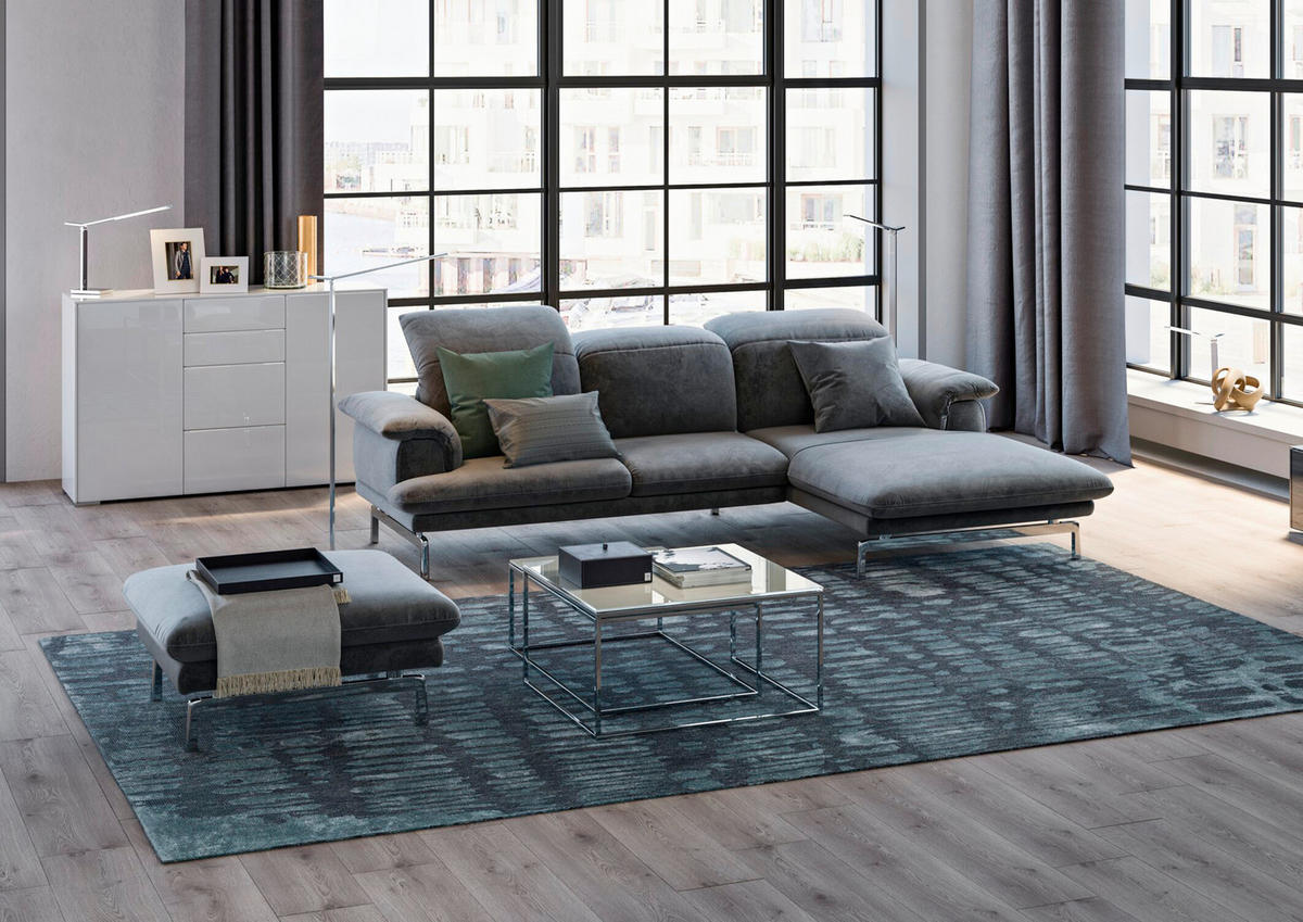 ECKSOFA in Chenille Grau  197/294 cm  - Alufarben/Grau, Design, Textil/Metall (197/294cm) - Joop!