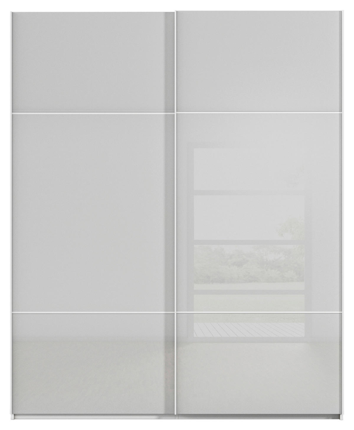 SCHWEBETÜRENSCHRANK 162/223/68 cm 2-türig Grau, Weiß  - Weiß/Grau, KONVENTIONELL, Glas/Holzwerkstoff (162/223/68cm) - Novel