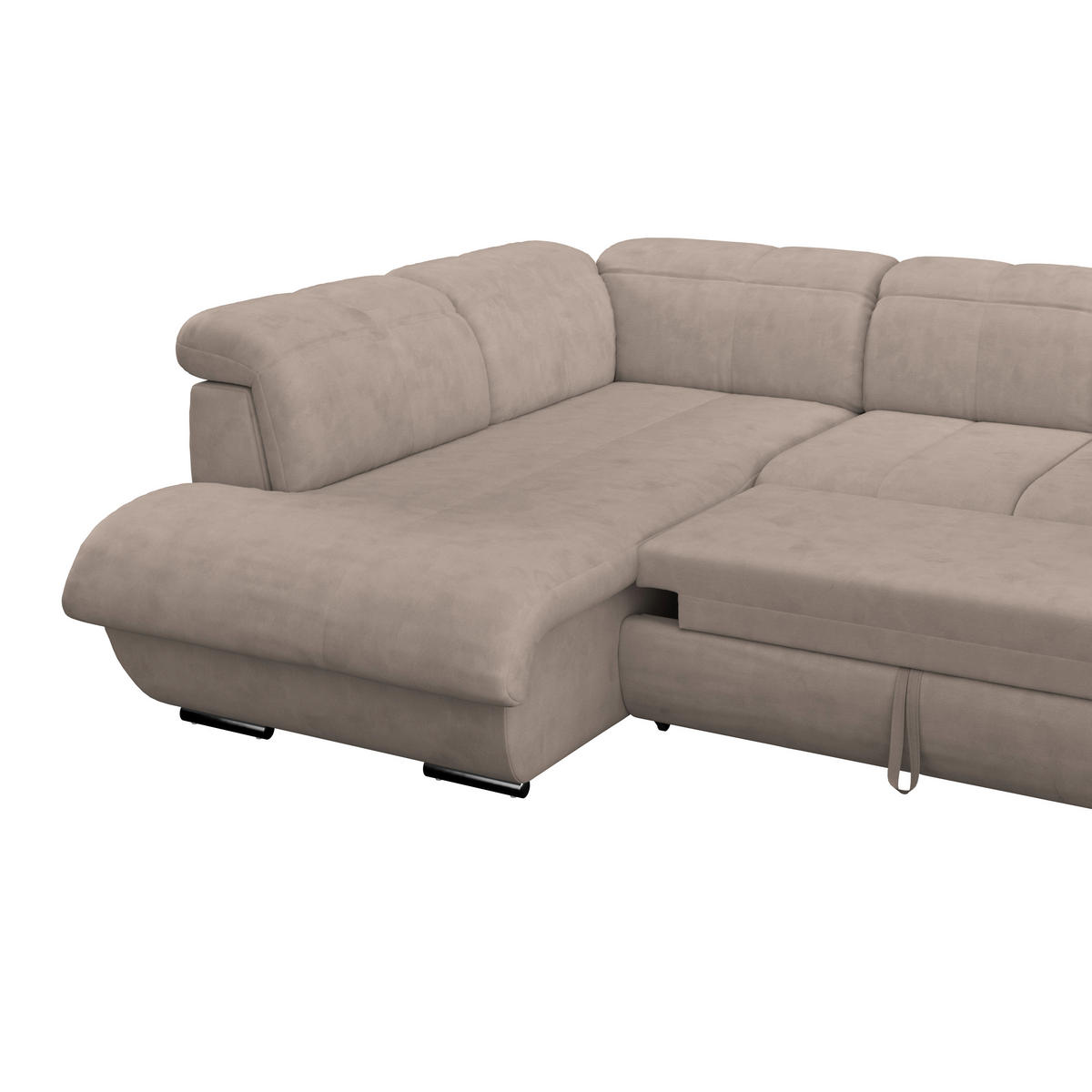 WOHNLANDSCHAFT Beige Mikrofaser  - Chromfarben/Beige, MODERN, Textil/Metall (228/345/184cm) - MID.YOU