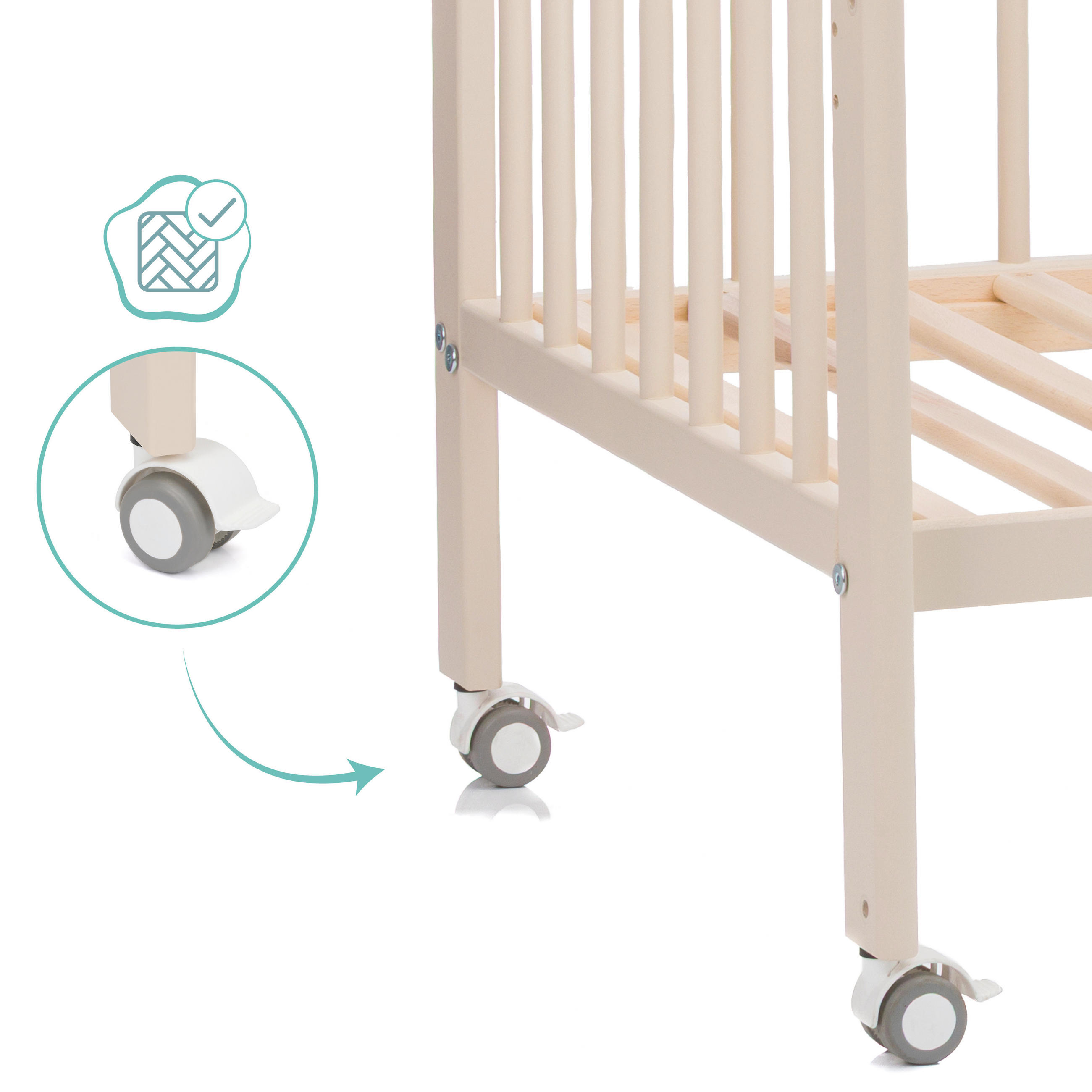 BEISTELLBETT Nena  125/63/91 cm  - Champagner, Basics, Holz (125/63/91cm) - Fillikid