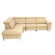 ECKSOFA in Echtleder Beige  239/271 cm  - Beige/Alufarben, Design, Leder/Metall (239/271cm) - Cantus