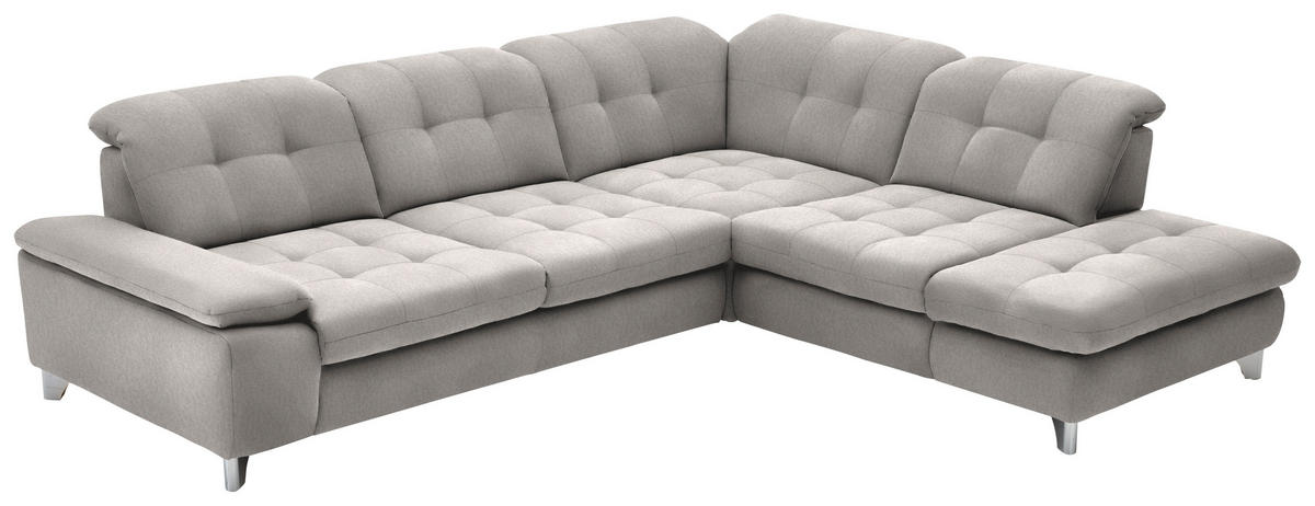ECKSOFA in Chenille Ecru  - Chromfarben/Ecru, Design, Textil/Metall (310/260cm) - Beldomo Speed