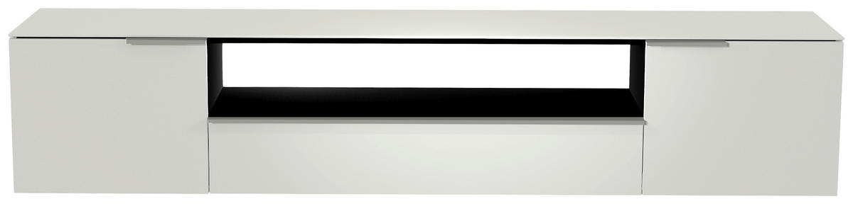 LOWBOARD  in 210/41/45 cm  - Weiss/Alufarben, Design, Glas/Holzwerkstoff (210/41/45cm) - Moderano