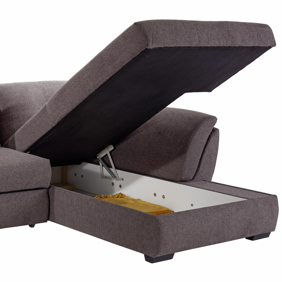 ECKSOFA in Webstoff Braun  - Braun, Design, Kunststoff/Textil (278/187cm) - Livetastic
