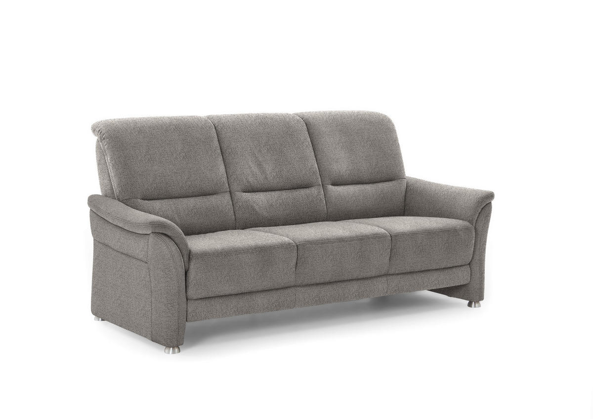 SITZGARNITUR Flachgewebe Graubraun  - Graubraun/Alufarben, Konventionell, Textil/Metall (198/172/96/93cm) - Beldomo Premium