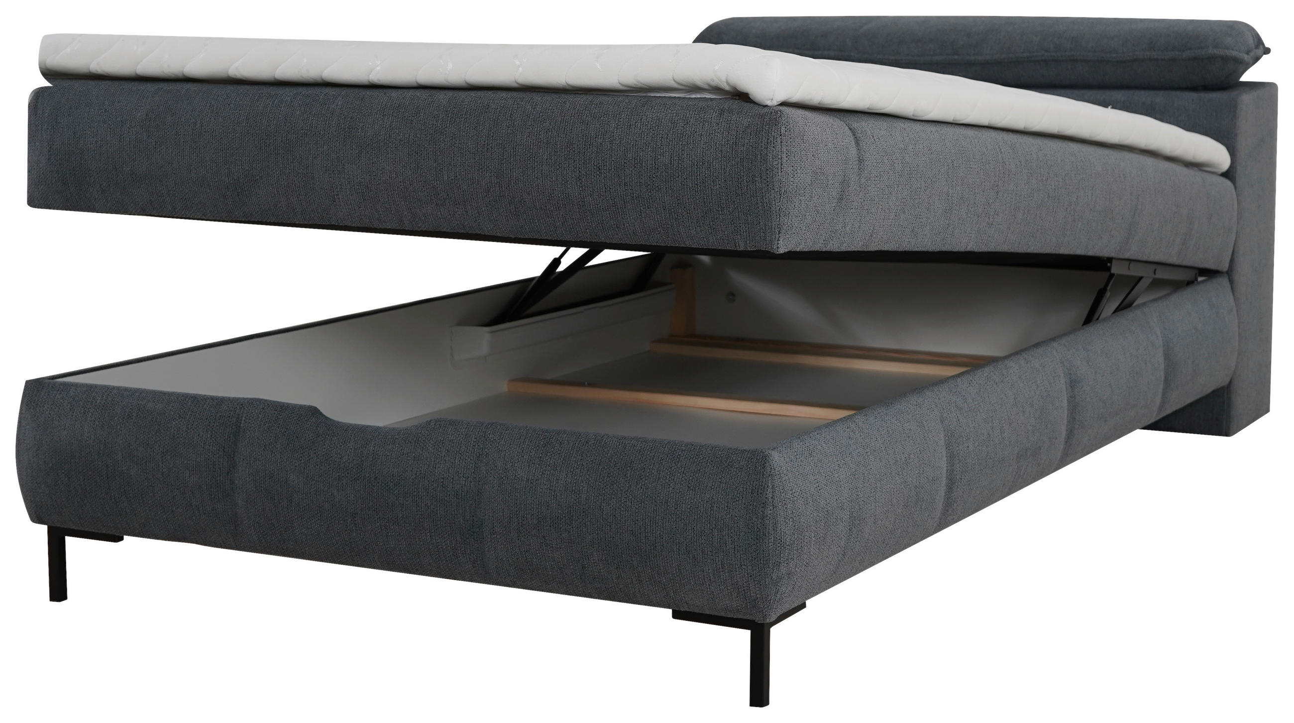 BOXSÄNG 120/200 cm  i antracit  - svart/antracit, Klassisk, metall/trämaterial (120/200cm) - Visionight