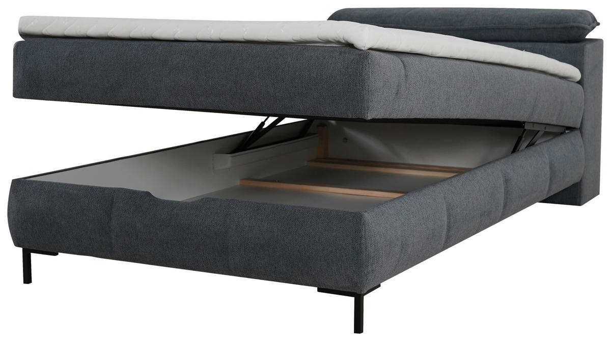 BOXSÄNG 120/200 cm  i antracit  - svart/antracit, Klassisk, metall/trämaterial (120/200cm) - Visionight