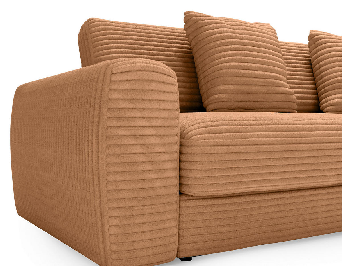 ECKSOFA in Cord Rostfarben  - Rostfarben/Schwarz, Modern, Kunststoff/Textil (302/182cm) - Carryhome
