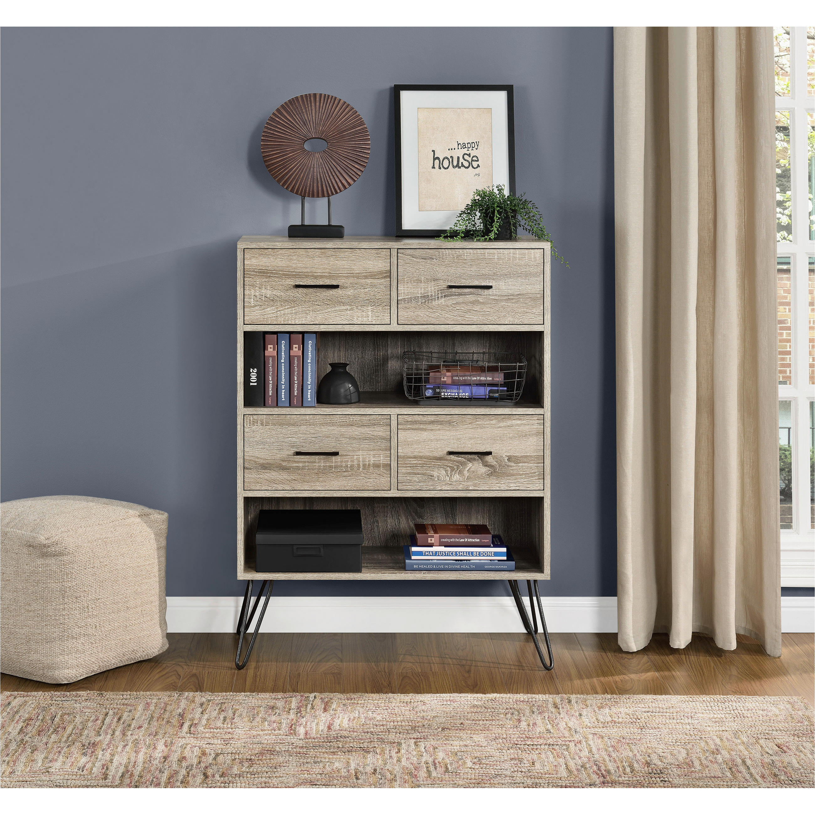 KOMMODE Landon  in 79/112/36 cm  - Eichefarben/Schwarz, Design, Holzwerkstoff/Metall (79/112/36cm) - MID.YOU