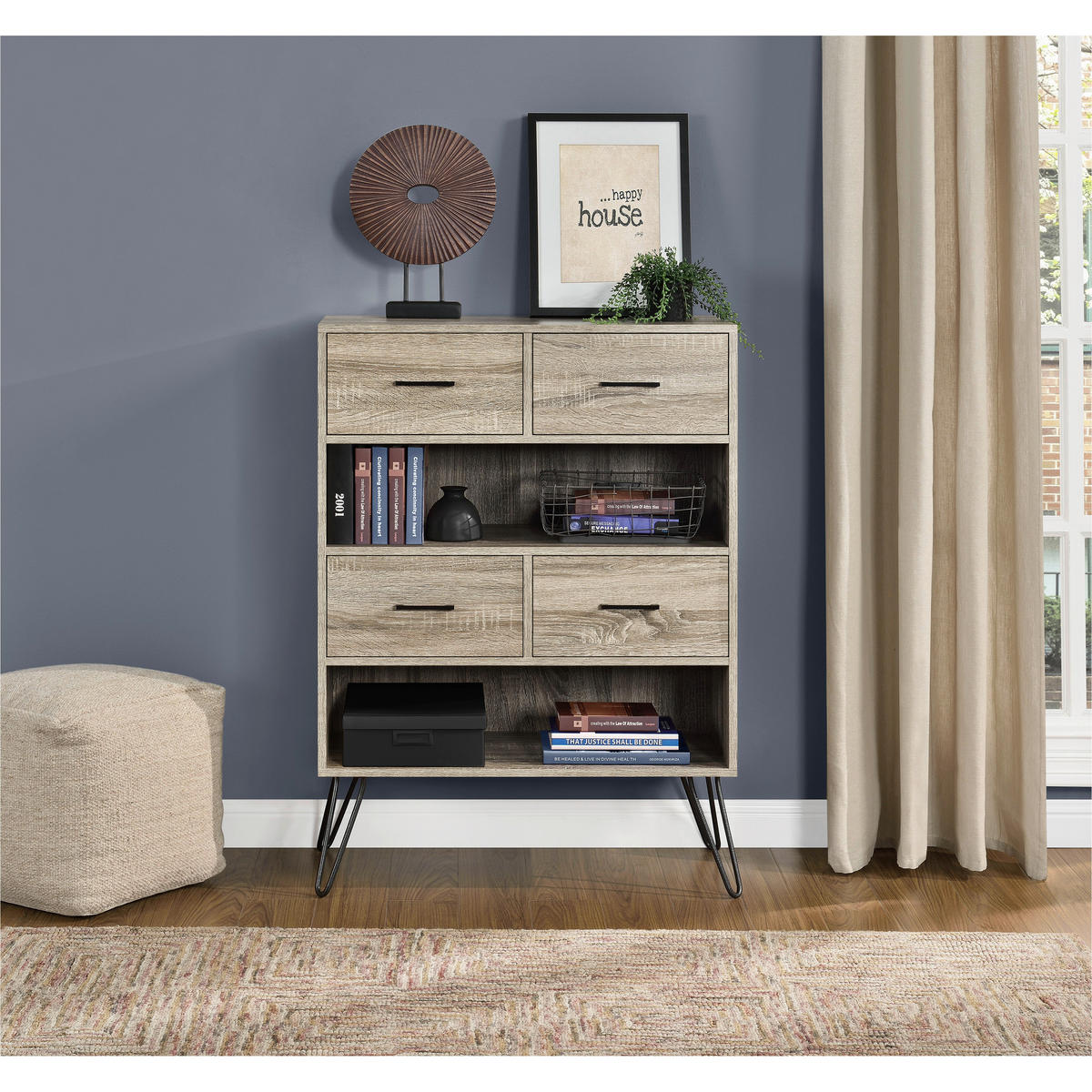 KOMMODE Landon  in 79/112/36 cm  - Eichefarben/Schwarz, Design, Holzwerkstoff/Metall (79/112/36cm) - MID.YOU