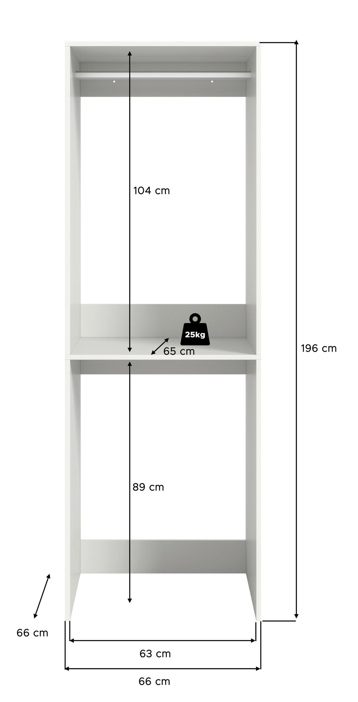 WASCHMASCHINENSCHRANK 66/195/60 cm  in Weiß  - Weiß, Basics, Holzwerkstoff/Kunststoff (66/195/60cm) - MID.YOU