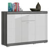 BYRÅ 120/85/37 cm  - mörkgrå/kromfärg, Design, trämaterial/plast (120/85/37cm) - MID.YOU