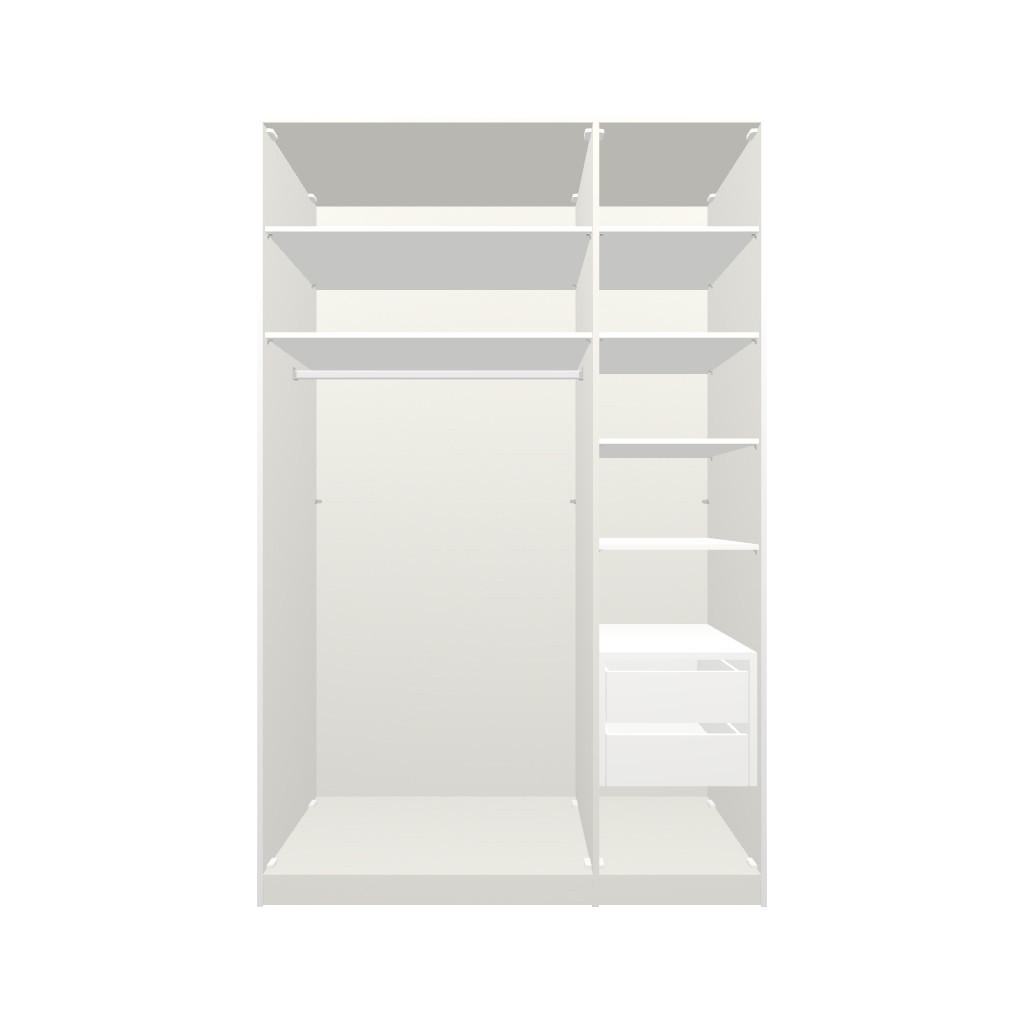 Thumbnail - Boxxx Drehtürenschrank, Weiß, Holzwerkstoff, 6 Fächer, 2 Schubladen, 152x236x59 cm, erweiterbar, Beimöbel erhältlich, um...