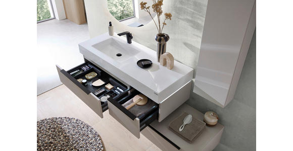 WASCHTISCHKOMBI 127 cm  - Kaschmir/Schwarz, KONVENTIONELL, Holzwerkstoff/Stein (127cm) - Dieter Knoll