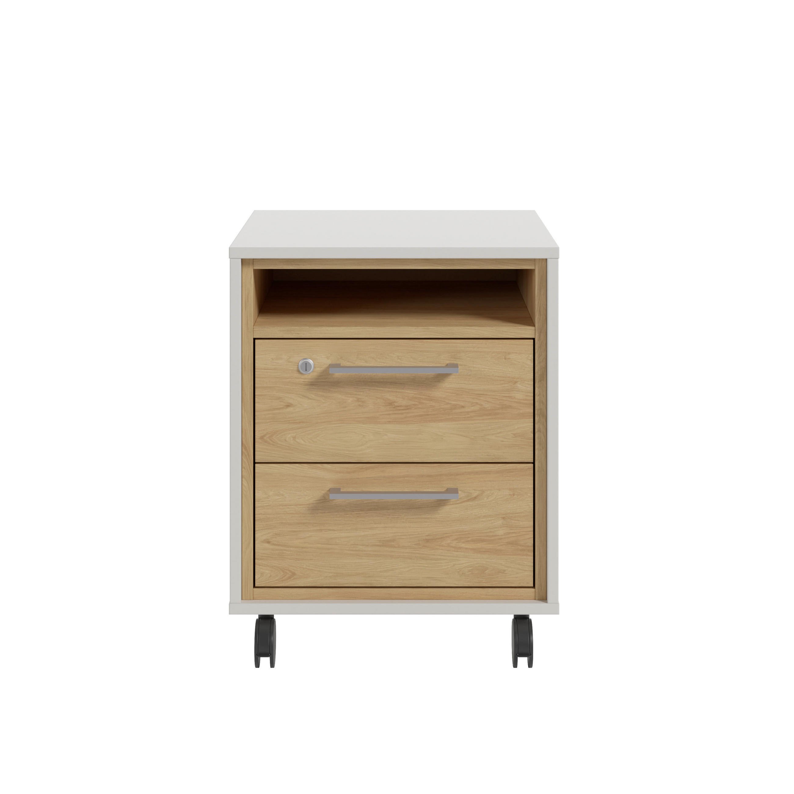 ROLLCONTAINER Weiß, Hickory  - Silberfarben/Weiß, MODERN, Holzwerkstoff/Kunststoff (45/55/40cm) - Novel