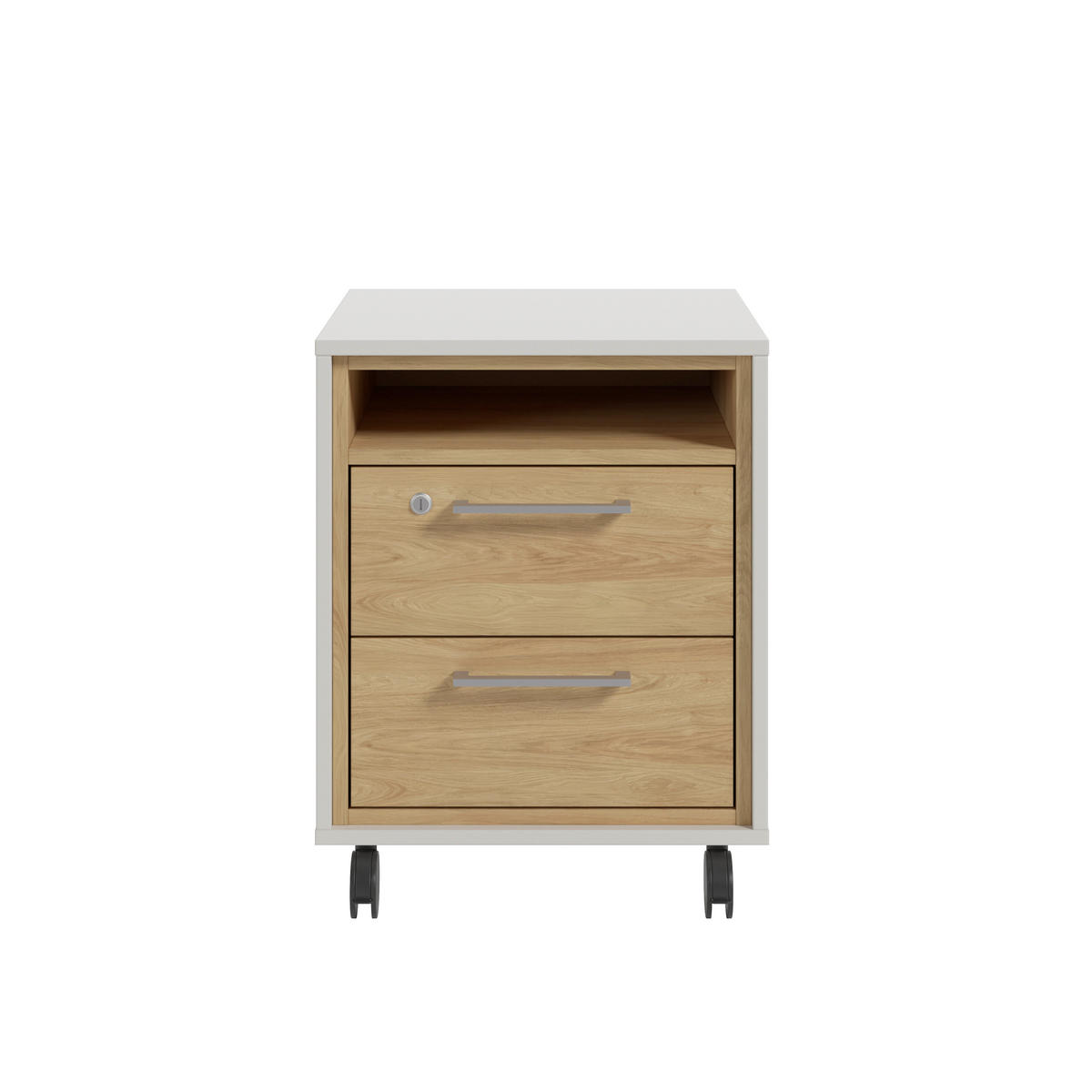 ROLLCONTAINER Hickory, Weiß  - Silberfarben/Weiß, MODERN, Holzwerkstoff/Kunststoff (45/55/40cm) - Novel