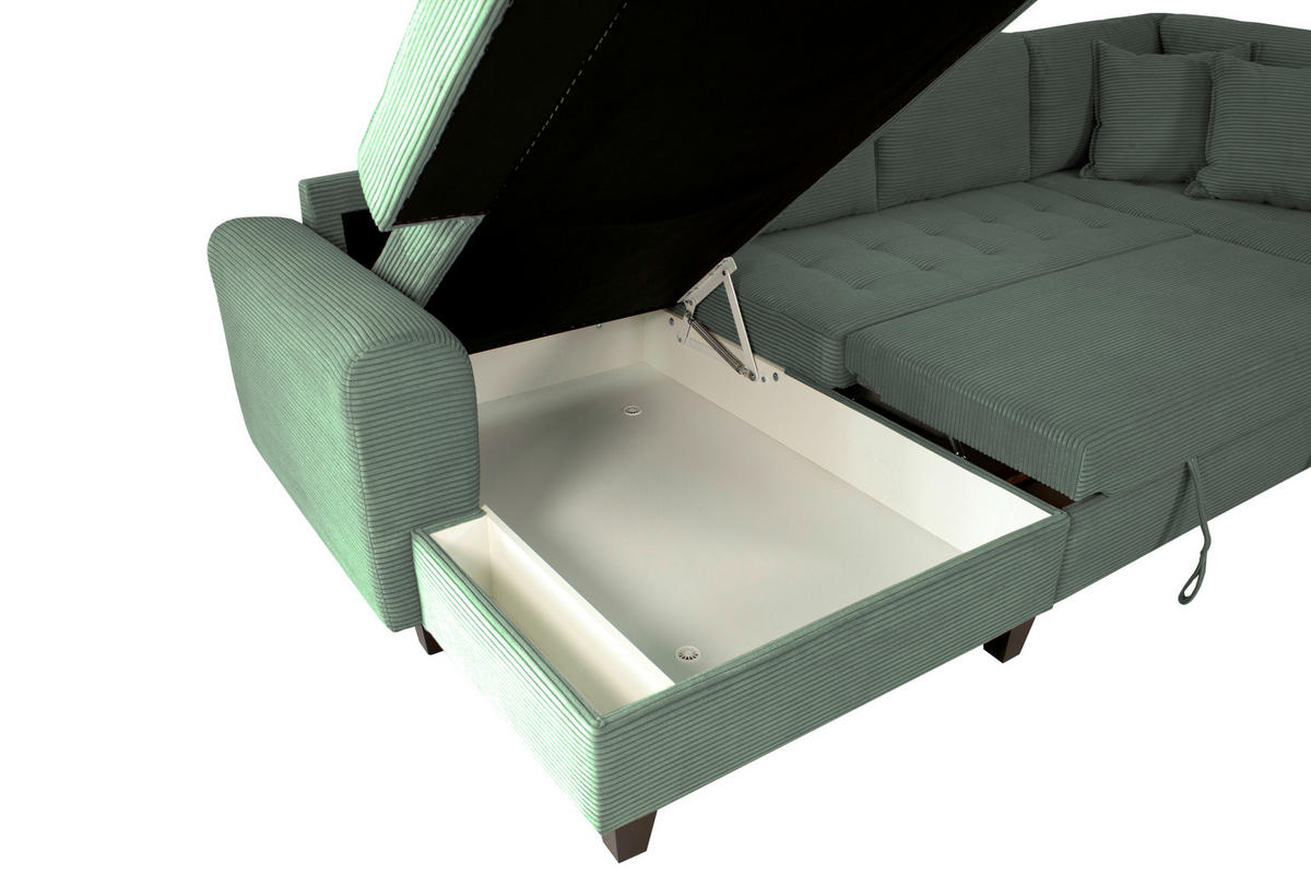 WOHNLANDSCHAFT MORITZ Grün Cord  - Grün, Trend, Textil (155/324/178cm) - P & B