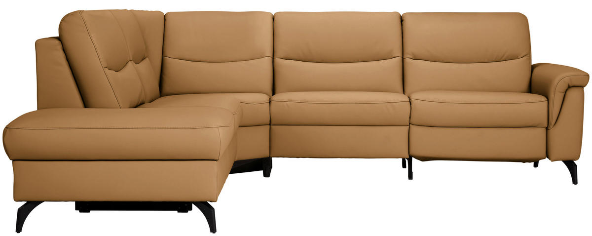 ECKSOFA in Echtleder Karamell  249/280 cm  - Anthrazit/Karamell, Design, Leder/Metall (249/280cm) - Himolla Komfortklass