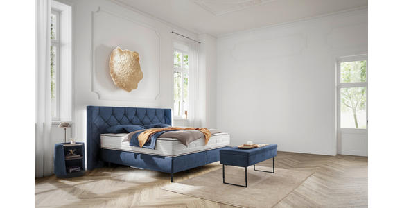 BOXSPRINGBETT 200/200 cm  in Blau  - Blau/Schwarz, KONVENTIONELL, Holz/Holzwerkstoff (200/200cm) - Dieter Knoll