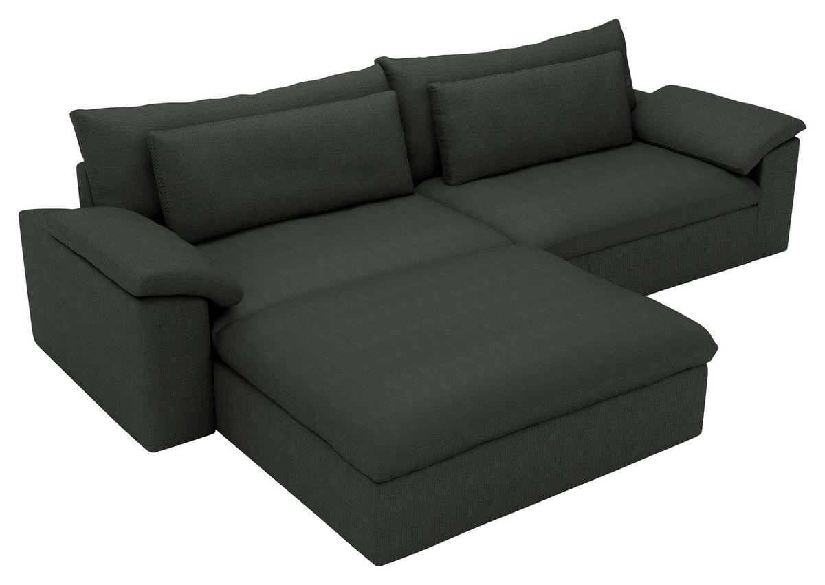 ECKSOFA  Chenille Waldgrün  - Waldgrün/Schwarz, Modern, Kunststoff/Textil (198/306cm) - Carryhome