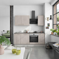KÜCHENBLOCK Riva 210 cm  in Grau, Schieferfarben  - Schieferfarben/Edelstahlfarben, MODERN, Holzwerkstoff/Metall (210cm) - Nobilia