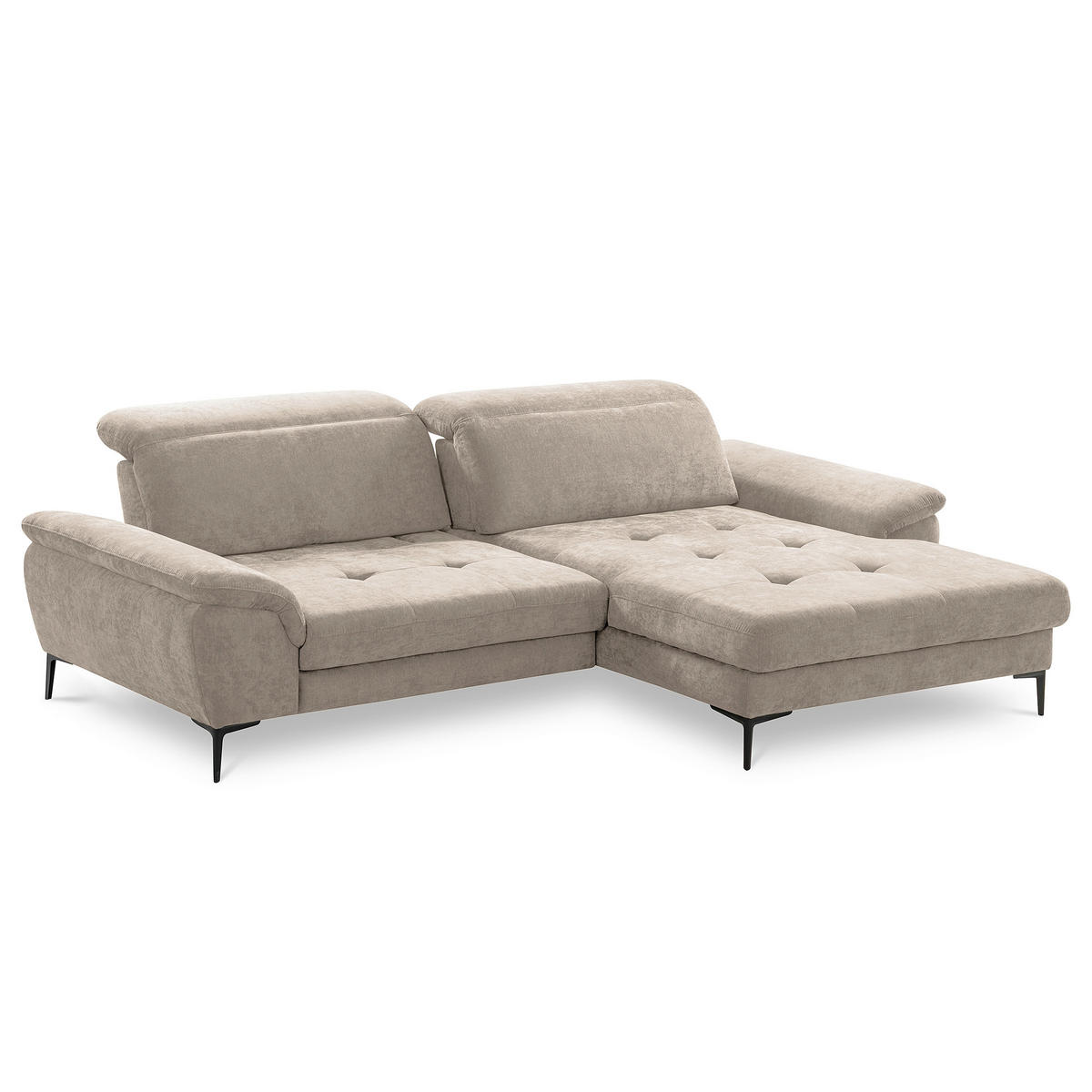 ECKSOFA  Webstoff Taupe  - Taupe/Schwarz, Design, Textil/Metall (268/195cm) - Livetastic