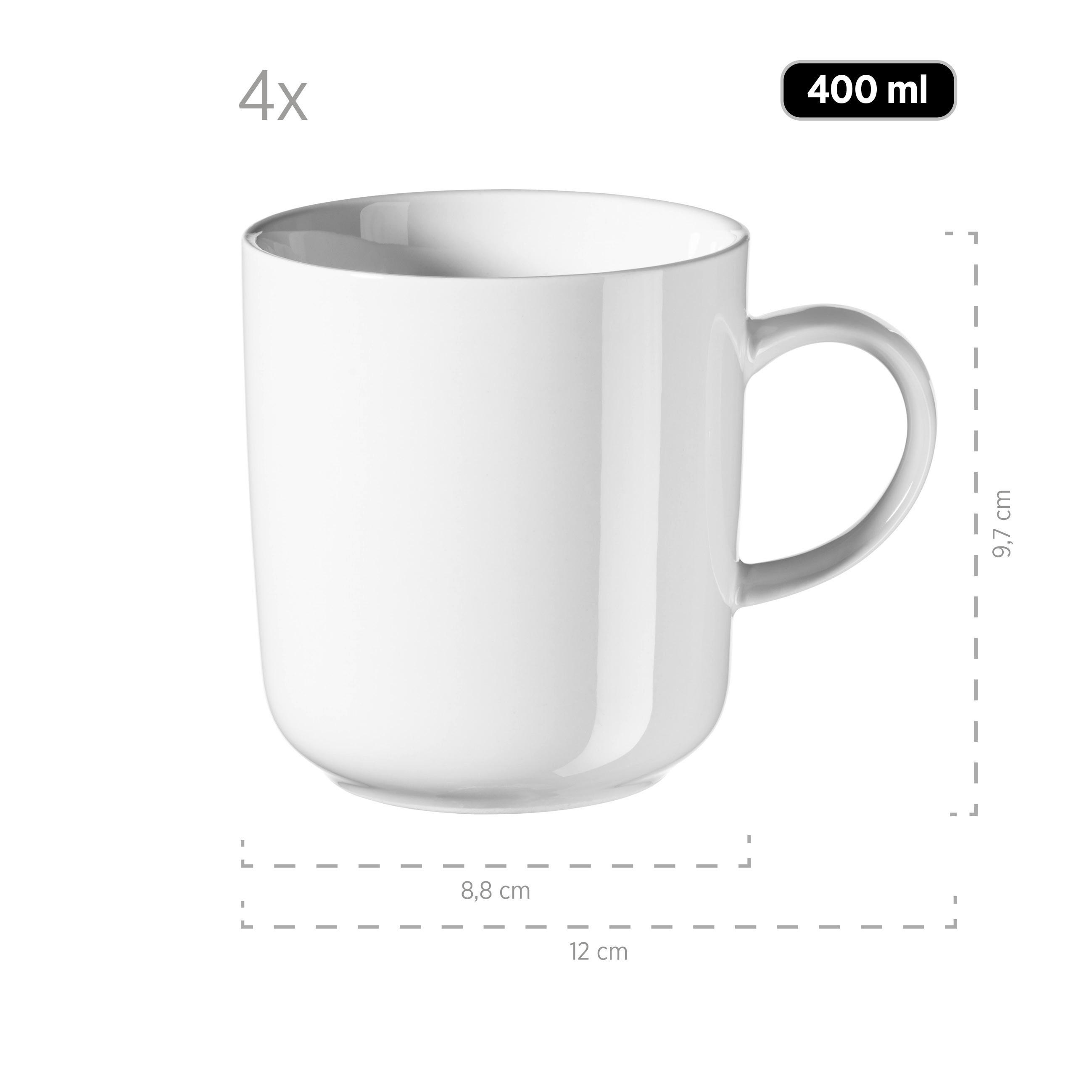 KAFFEEBECHERSET 4-teilig  - Weiß, Basics, Keramik - Mäser