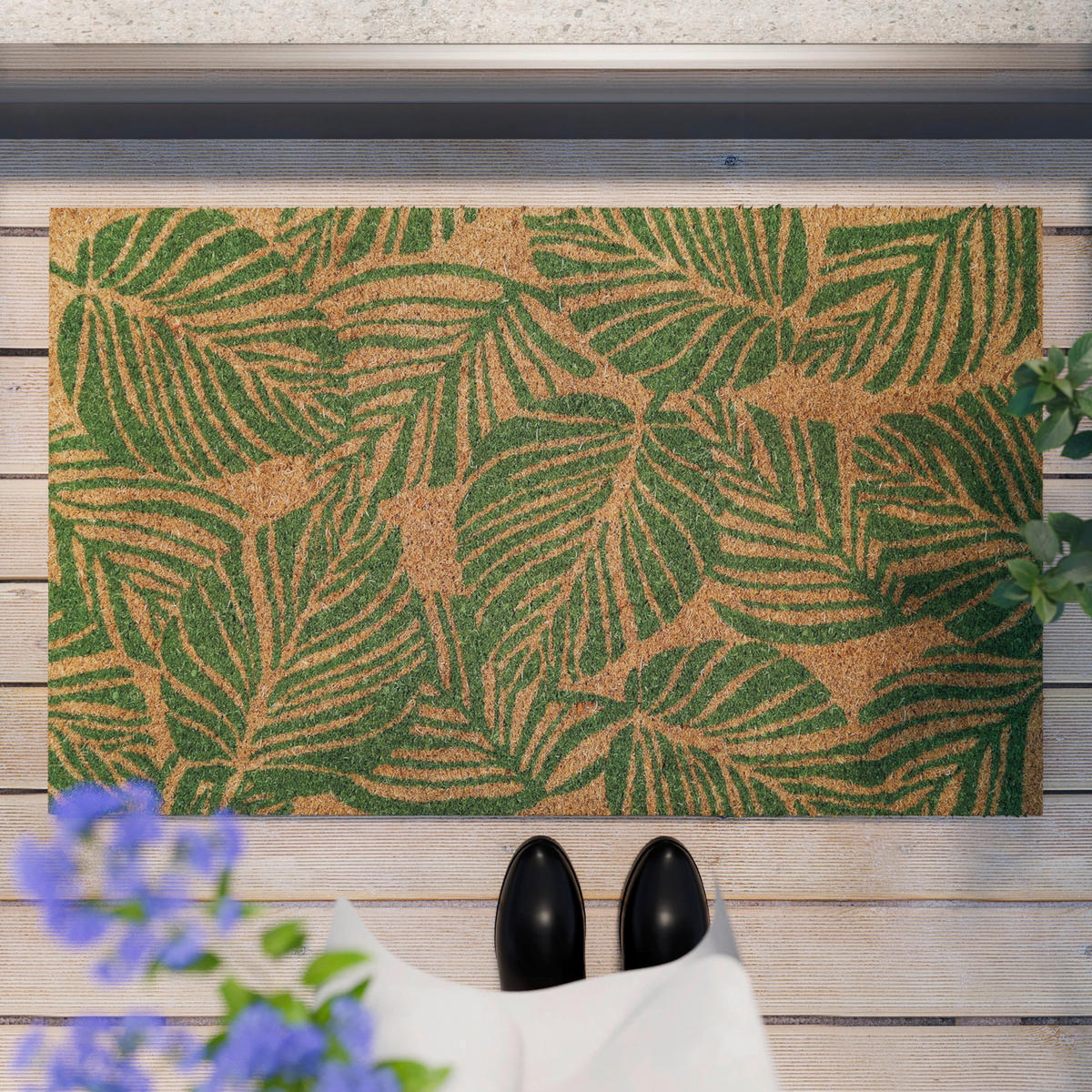 FUßMATTE 60/90 cm Jungle Mat  - Beige/Grün, Design, Kunststoff/Textil (60/90cm) - WECON HOME
