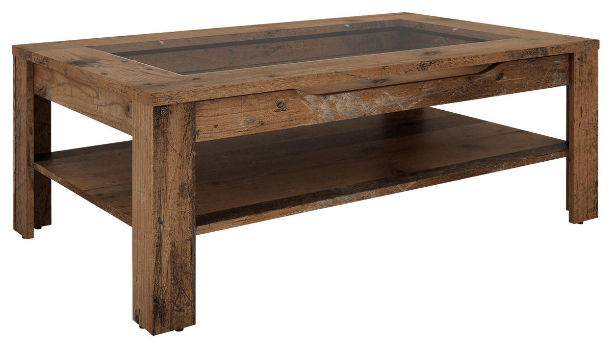 COUCHTISCH Klarglas 110/67/43 cm rechteckig Braun  - Anthrazit/Braun, Basics, Glas/Holzwerkstoff (110/67/43cm) - MID.YOU