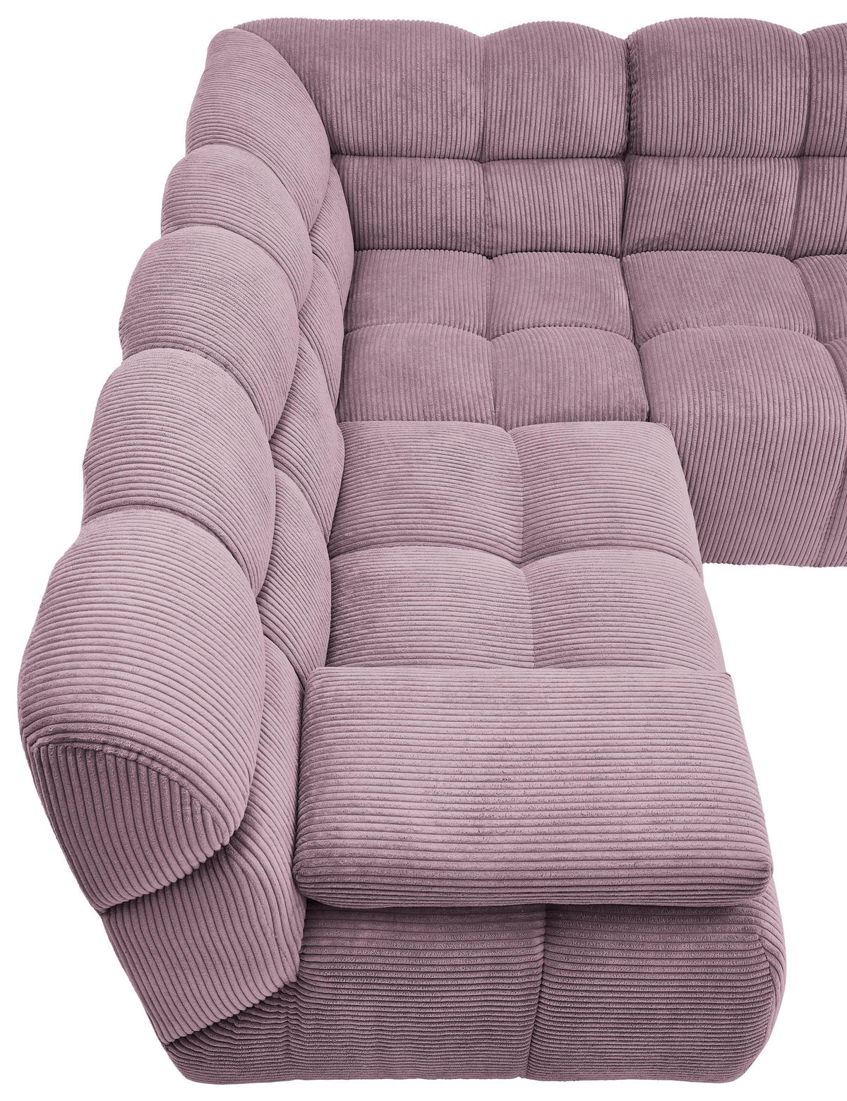 ECKSOFA Mauve Cord Rücken echt  - Mauve/Schwarz, KONVENTIONELL, Kunststoff/Textil (195/265cm) - Tom Tailor