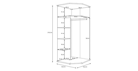 ECKKLEIDERSCHRANK 92/214/92 cm Weiß, Weiß Hochglanz  - Weiß Hochglanz/Weiß, Trend, Holzwerkstoff (92/214/92cm) - Carryhome