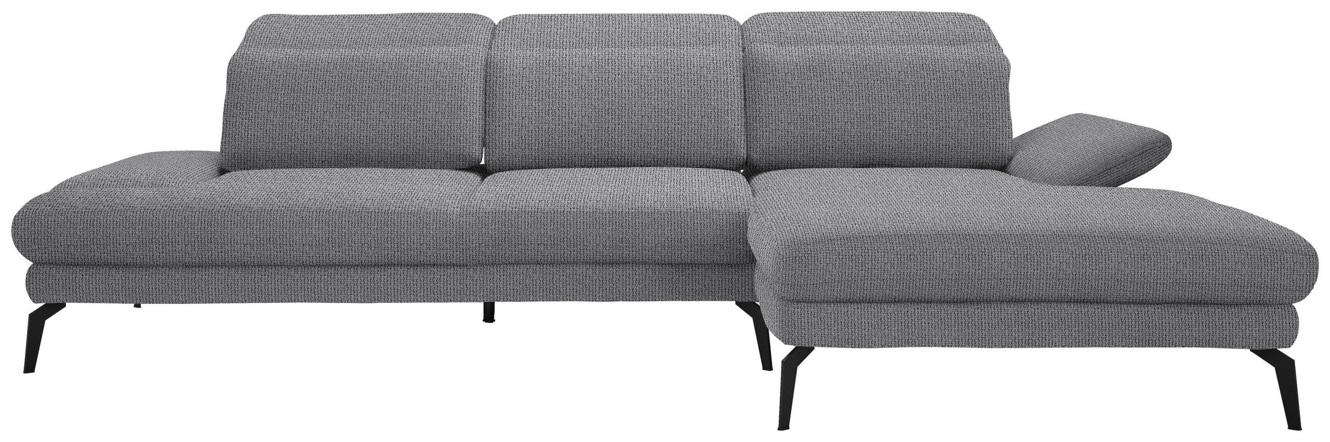 ECKSOFA Grau Webstoff  - Schwarz/Grau, Design, Textil/Metall (289/180cm) - Stylife