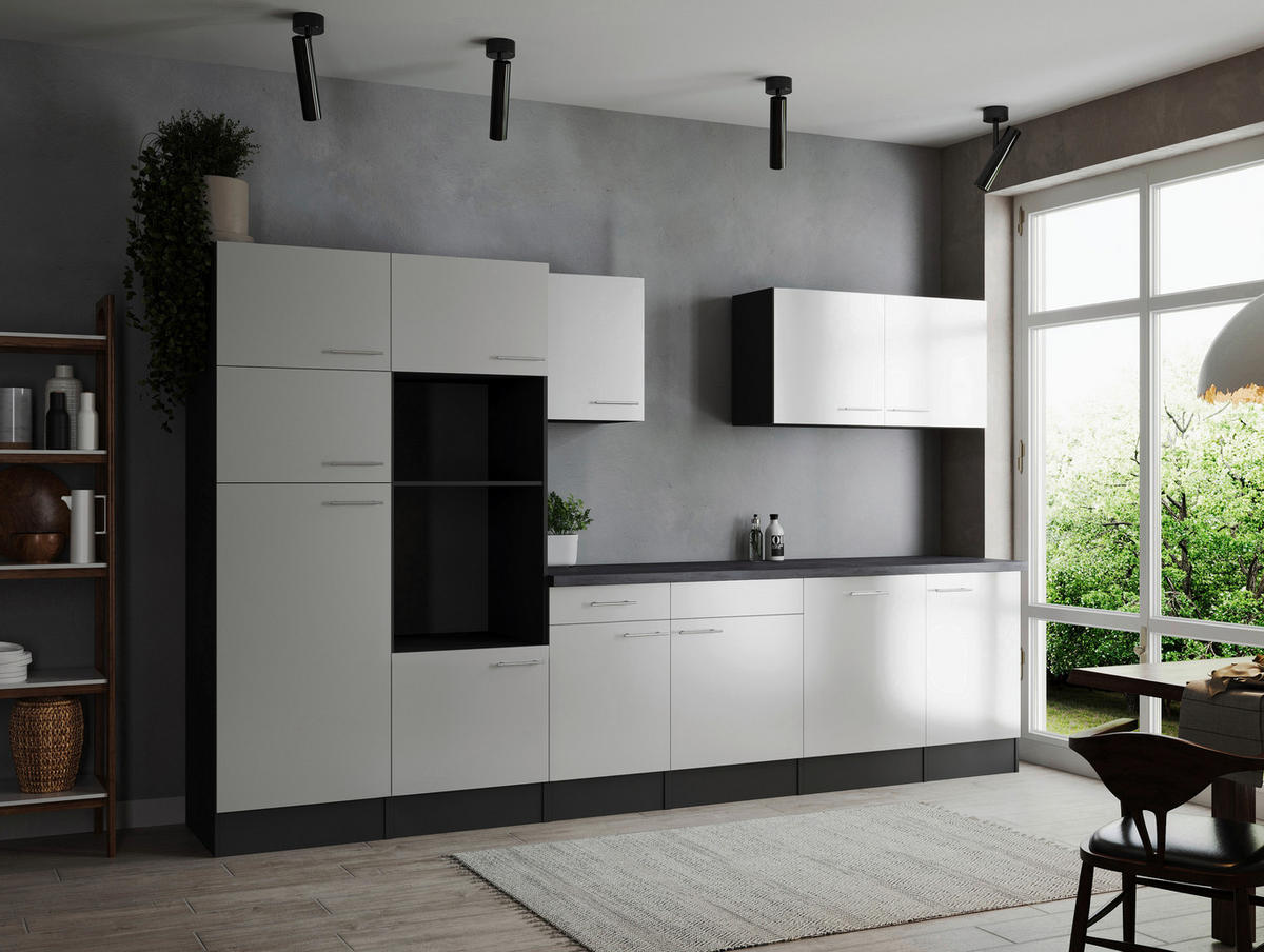 MODULKÖK UTAN VITVAROR 340 cm   i grå, vit  - vit/silver, Design, metall/trämaterial (340cm) - Respekta
