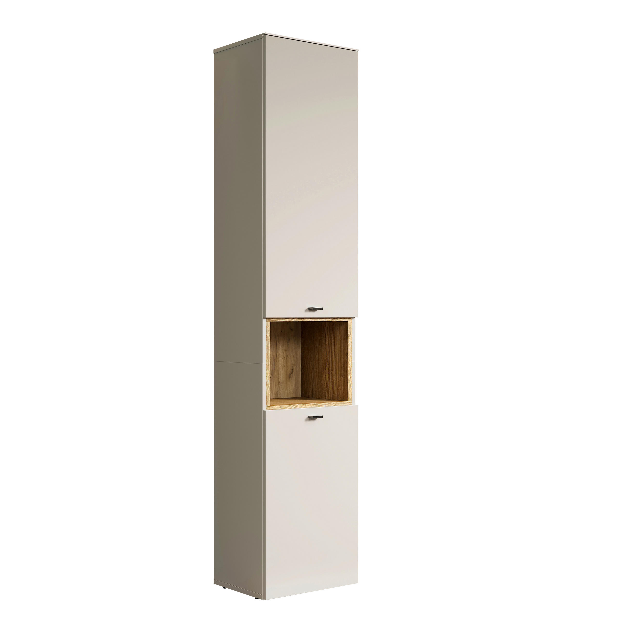 HOCHSCHRANK 40/186/31 cm  - Kaschmir/Schwarz, Trend, Holzwerkstoff/Kunststoff (40/186/31cm) - MID.YOU