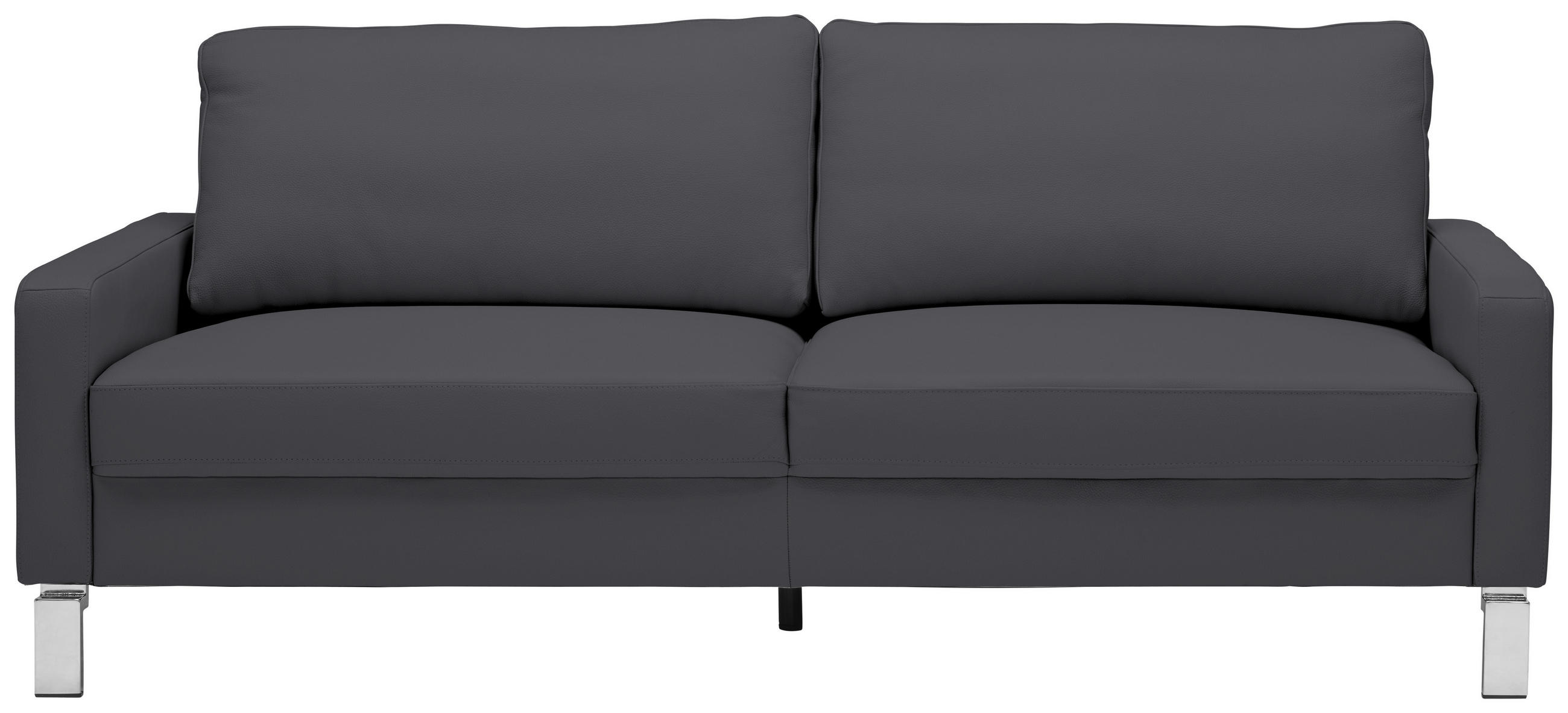 2-SITZER-SOFA in Echtleder Dunkelgrau, Fango  - Chromfarben/Fango, Design, Leder/Metall (184/81/97cm) - Pure Home Lifestyle