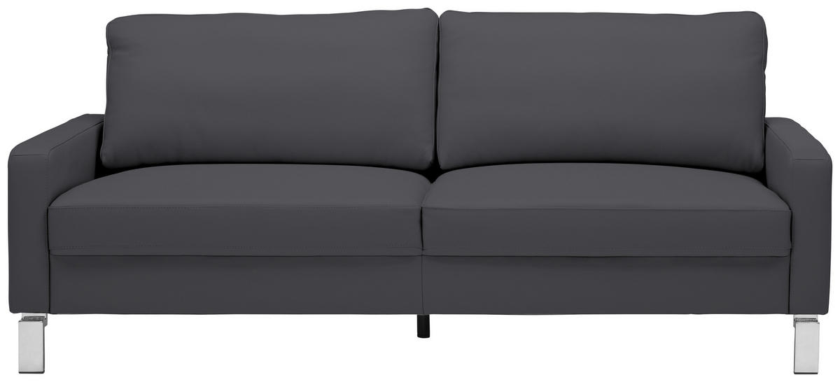 2-SITZER-SOFA in Echtleder Dunkelgrau, Fango  - Chromfarben/Fango, Design, Leder/Metall (184/81/97cm) - Pure Home Lifestyle