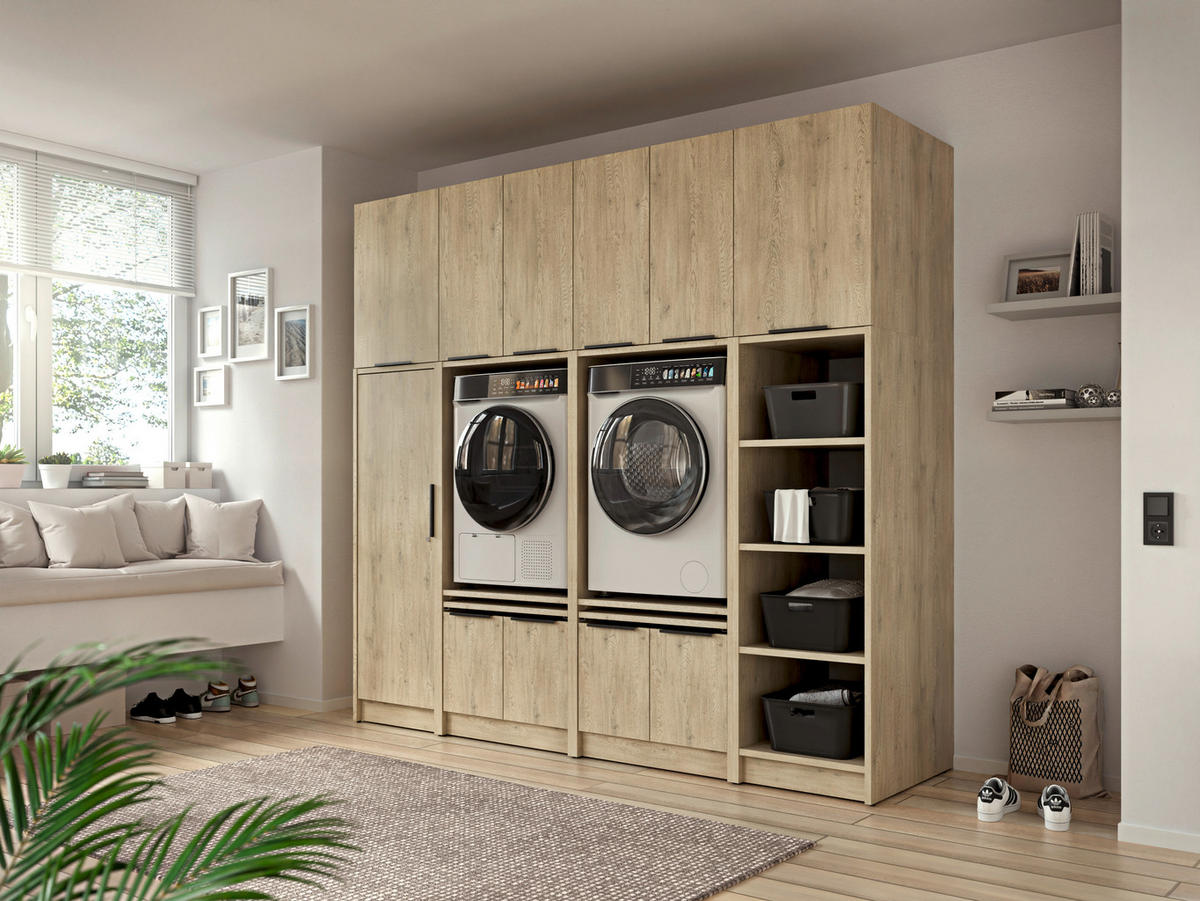 MEHRZWECKSCHRANK 50/150/68 cm  - Eichefarben/Schwarz, Basics, Holzwerkstoff/Kunststoff (50/150/68cm) - MID.YOU
